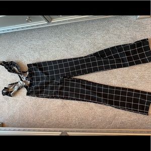 Black/White Pinstriped Dress Overalls, Sz S